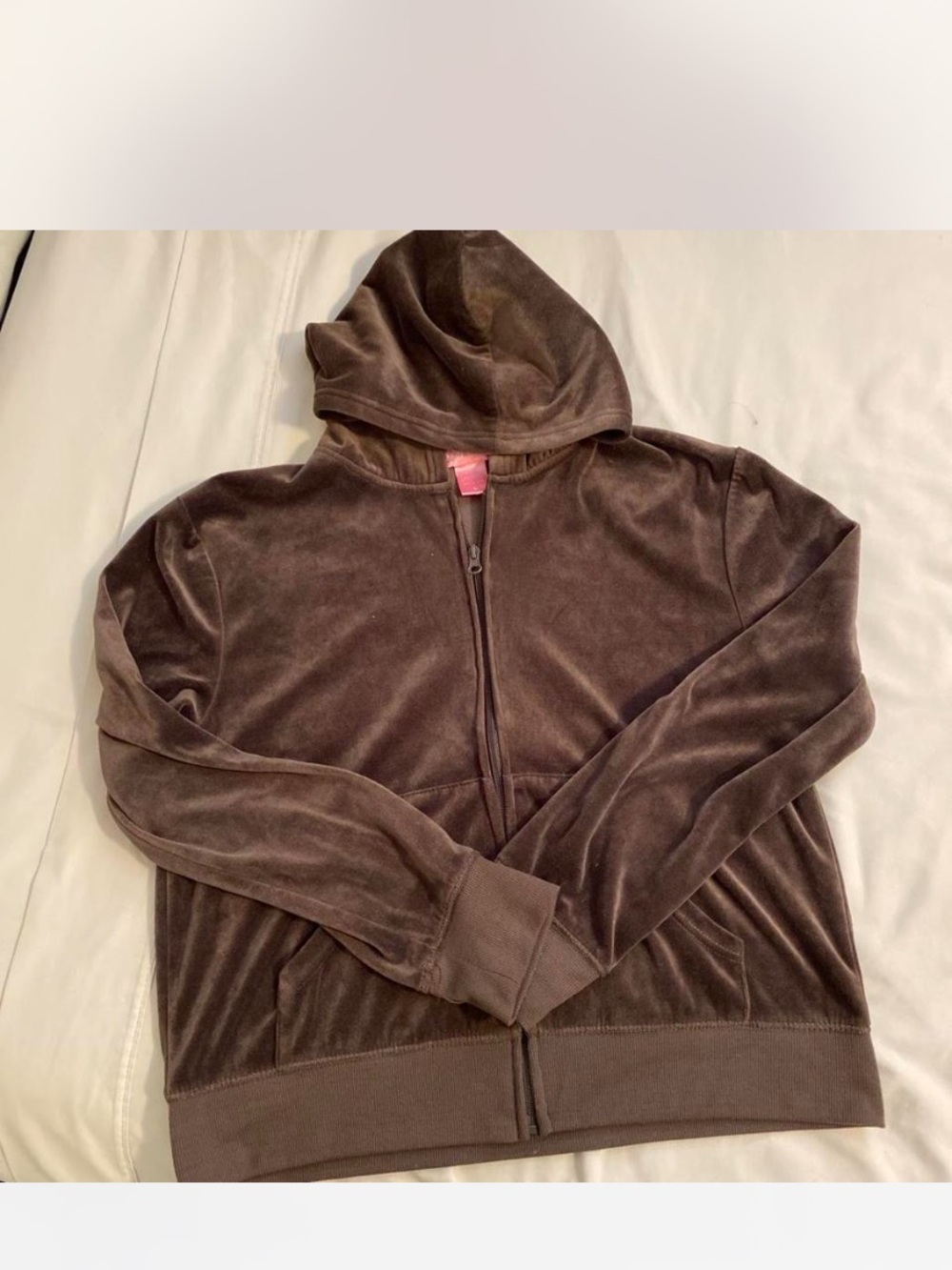 Women's Brown Velour Zip-Up Hoodie Sz S